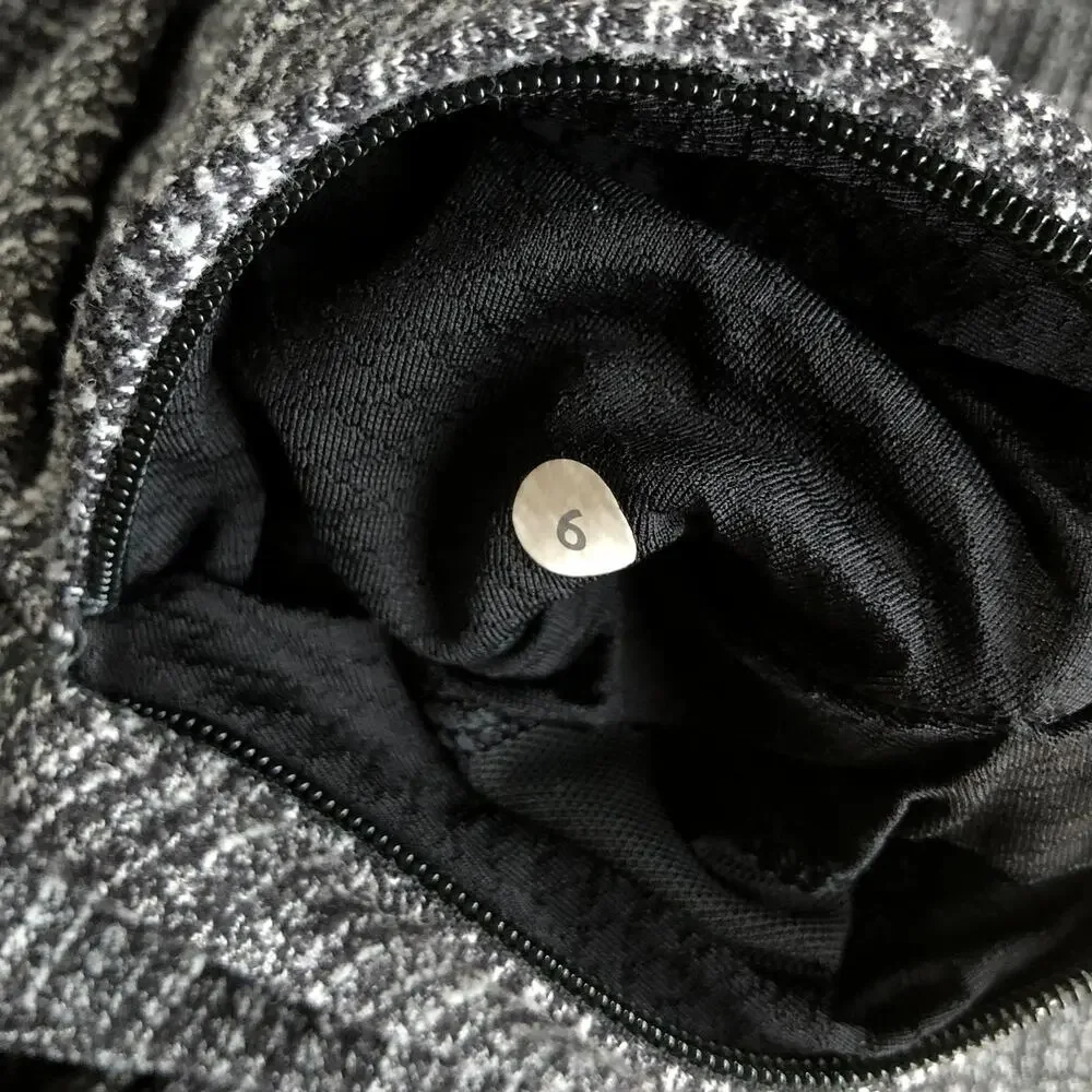 Lululemon Think Fast Pullover 1/4 Zip Gray Black Running Top Womens 6
